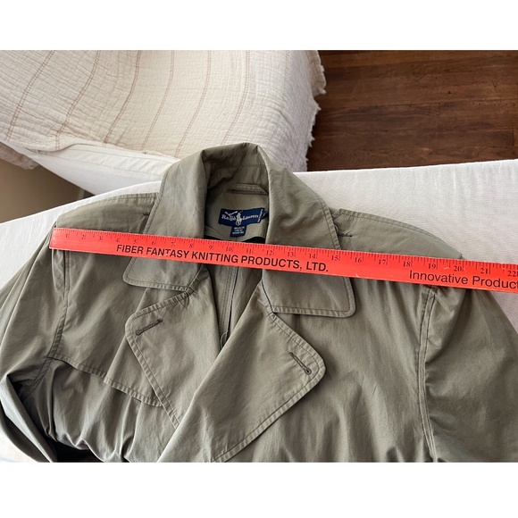 Vintage 1980's RALPH LAUREN Full Length Double Breasted Trench Coat in Khaki -12 - Picture 9 of 13